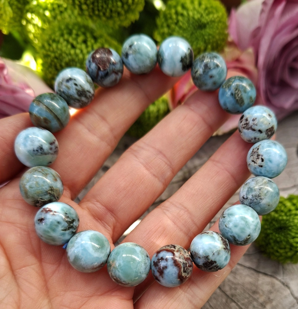 Larimar náramek 12 mm