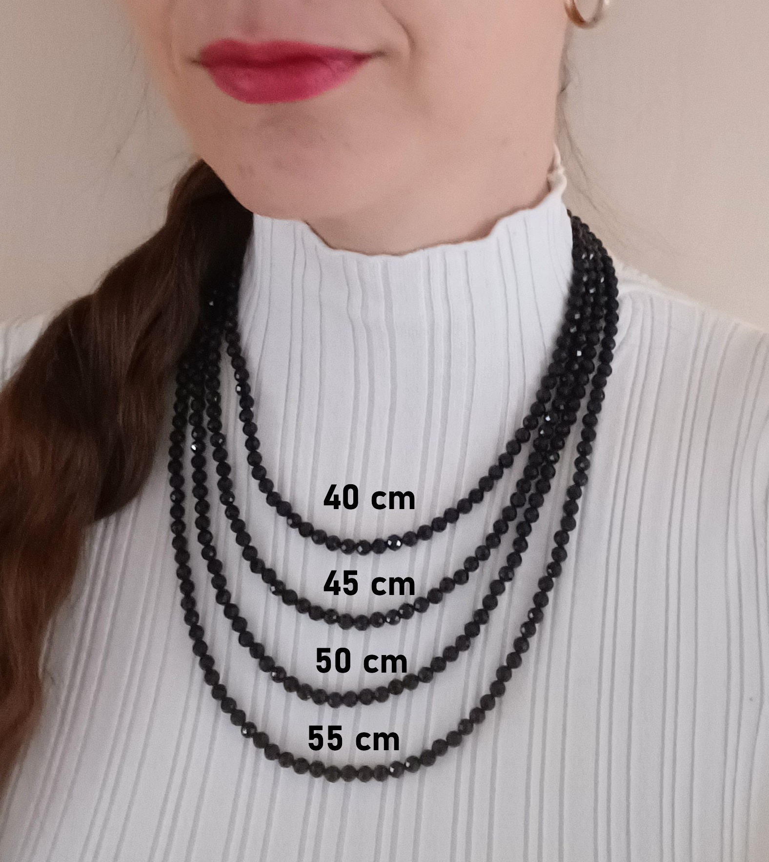 Černý turmalín náhrdelník 55 cm