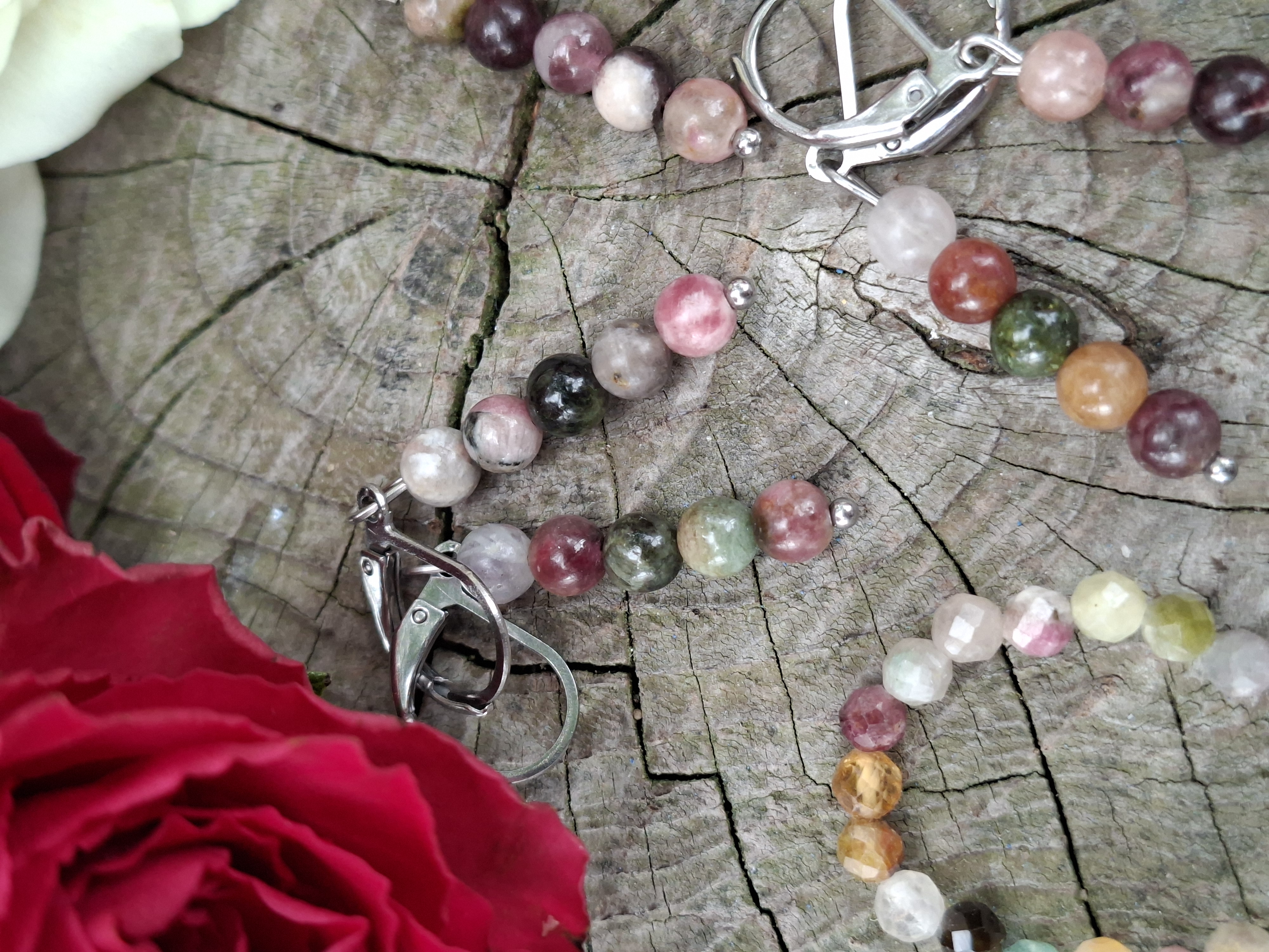 Melounový turmalín náušnice