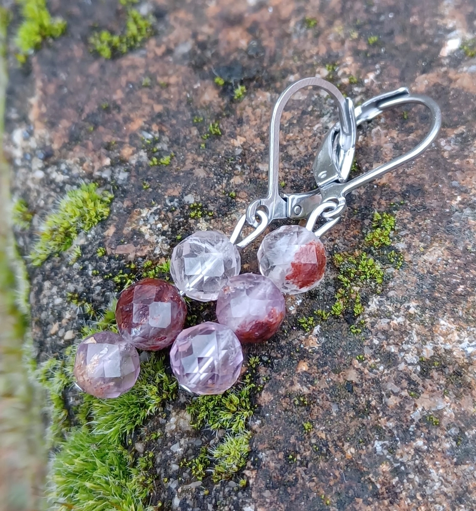 Ametyst fantom náušnice