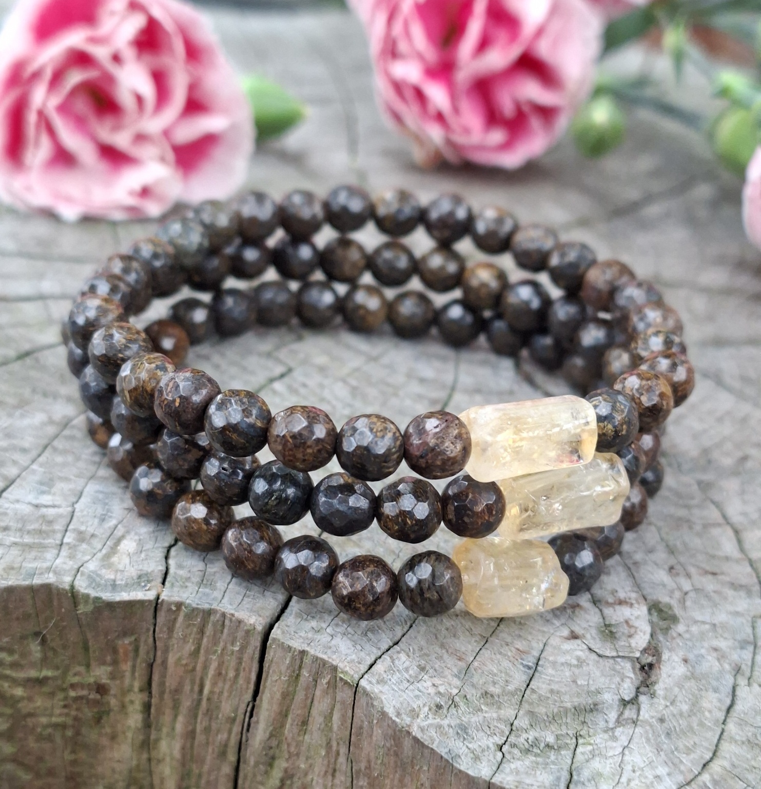 Bronzit náramek s citrínem