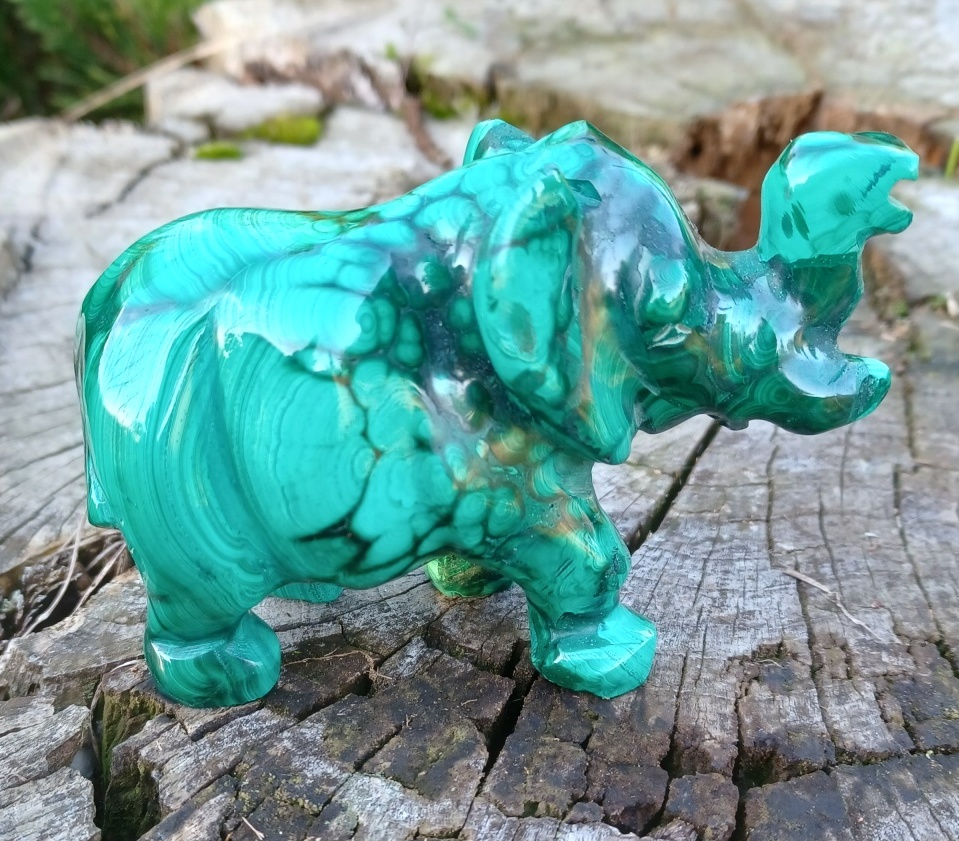 Malachit slon 9 cm