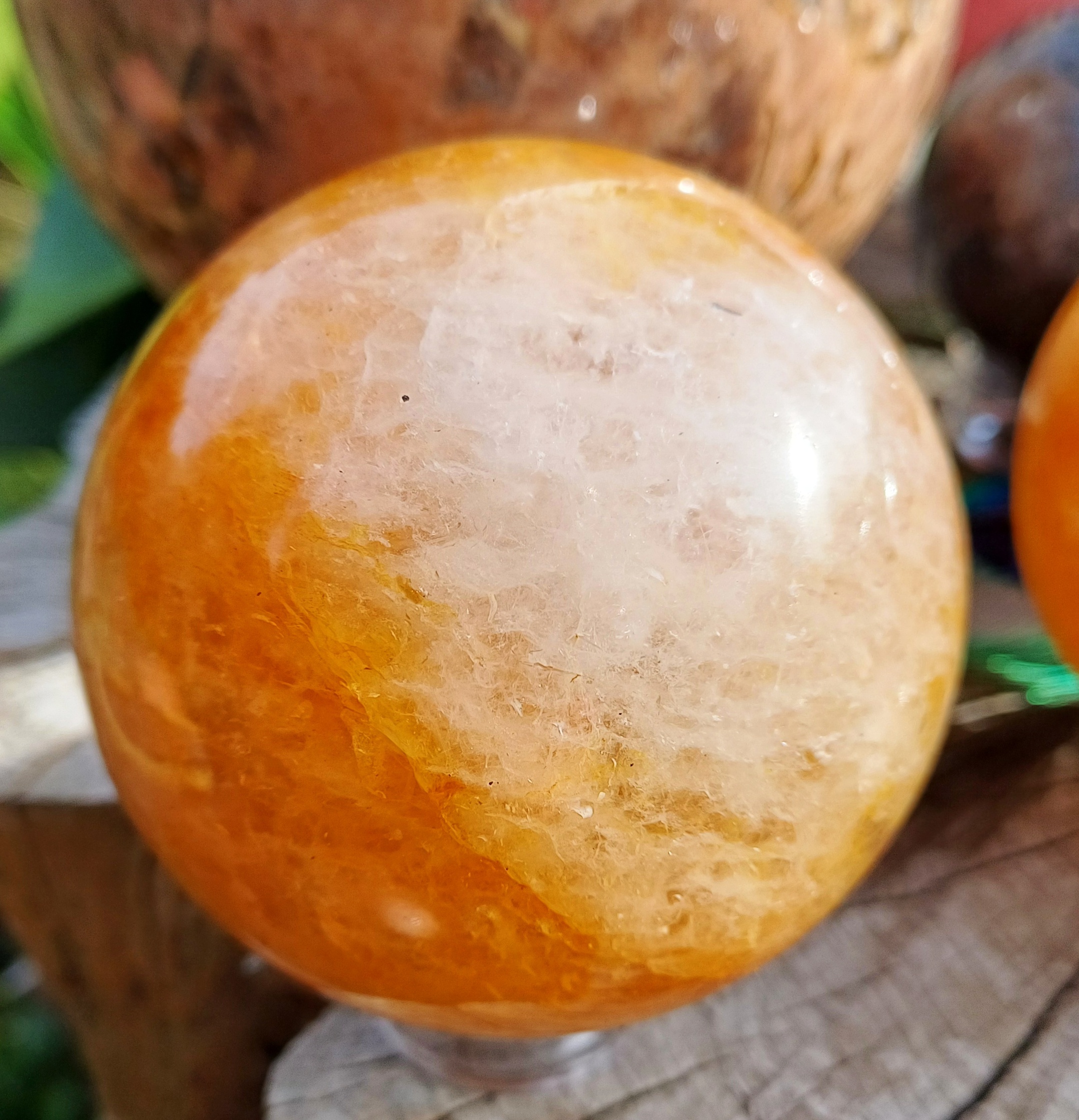 Křišťál tangerin koule 6,9 cm