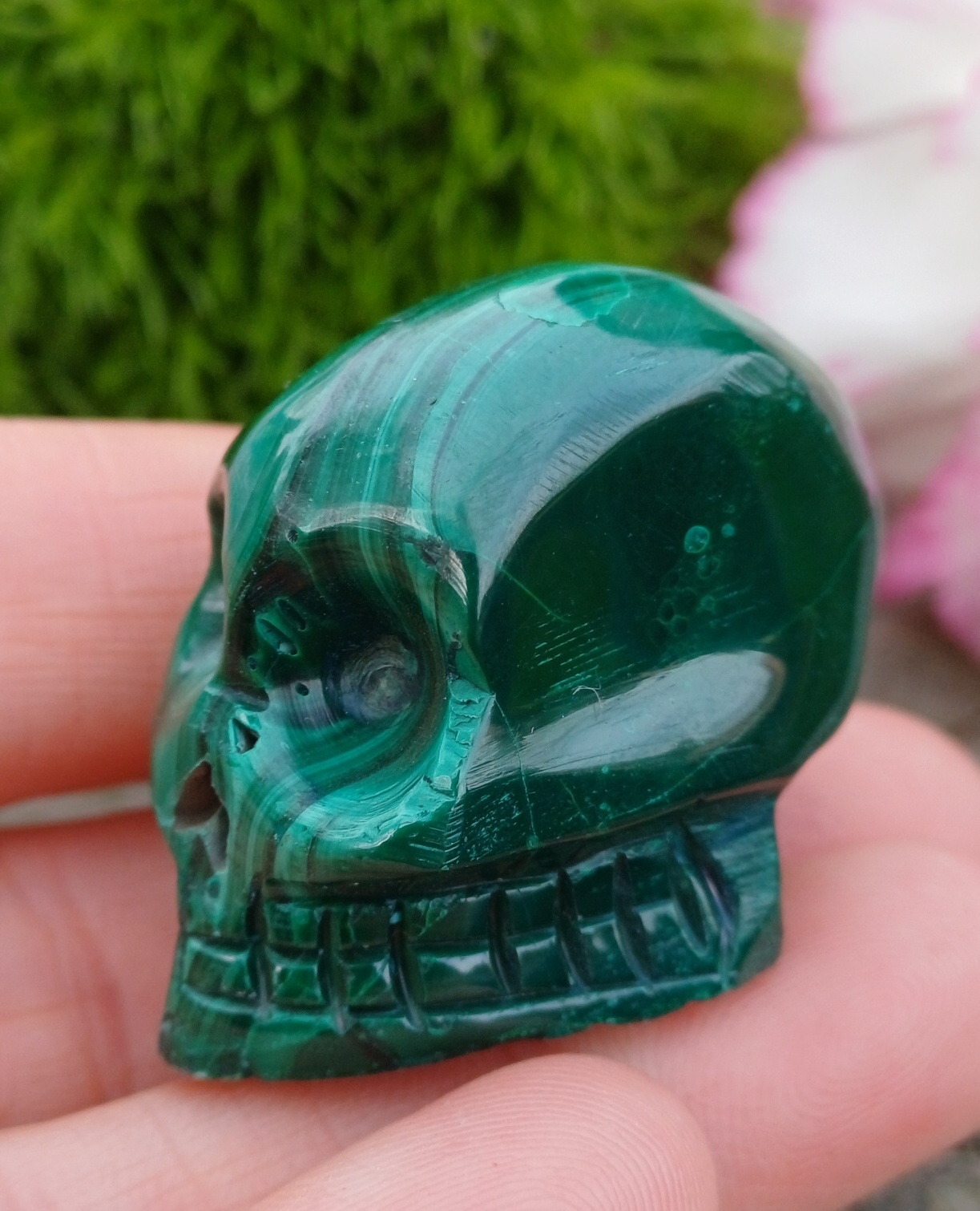 Lebka alien malachit 40g