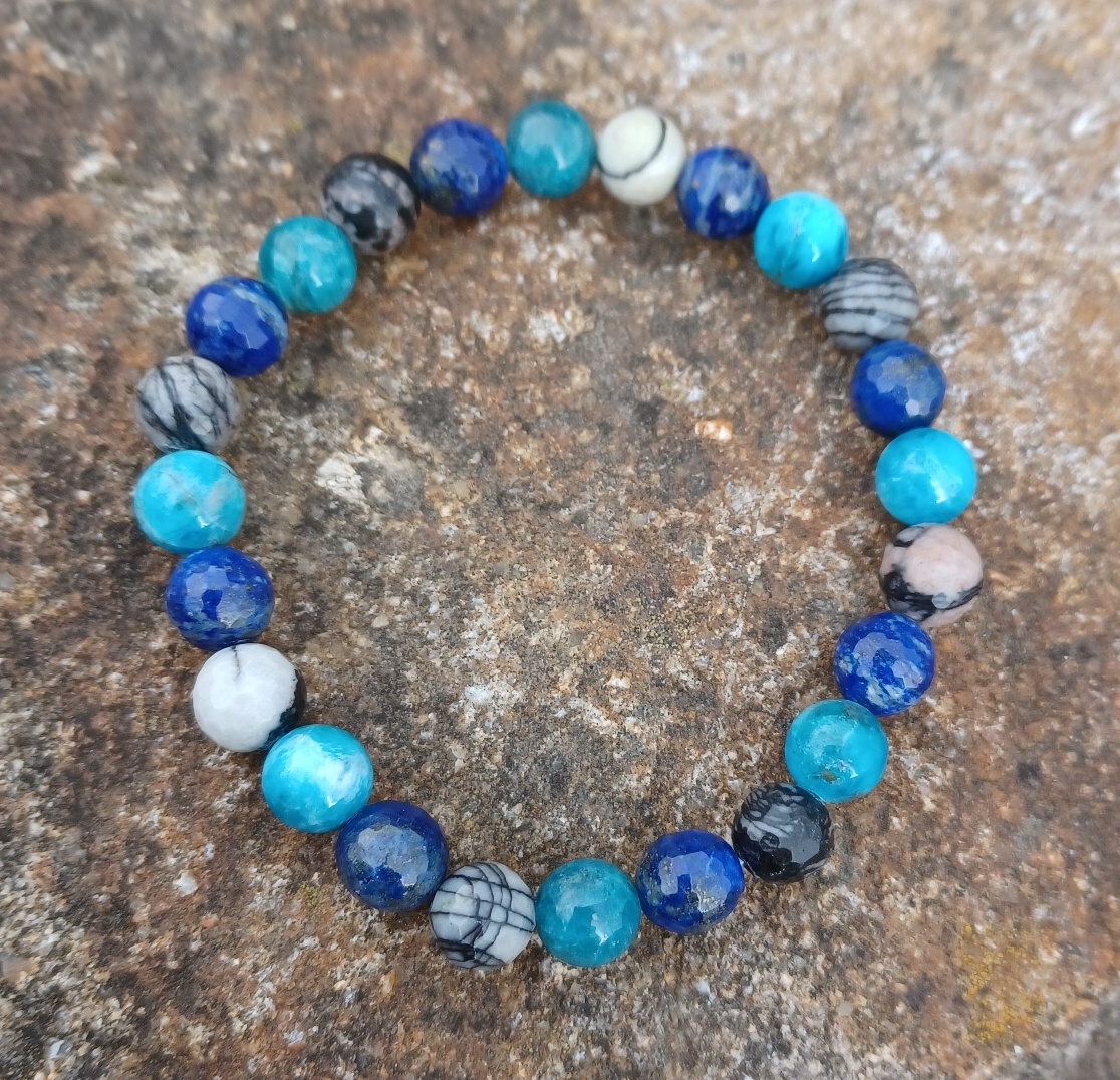 Apatit, lapis lazuli, mramor náramek