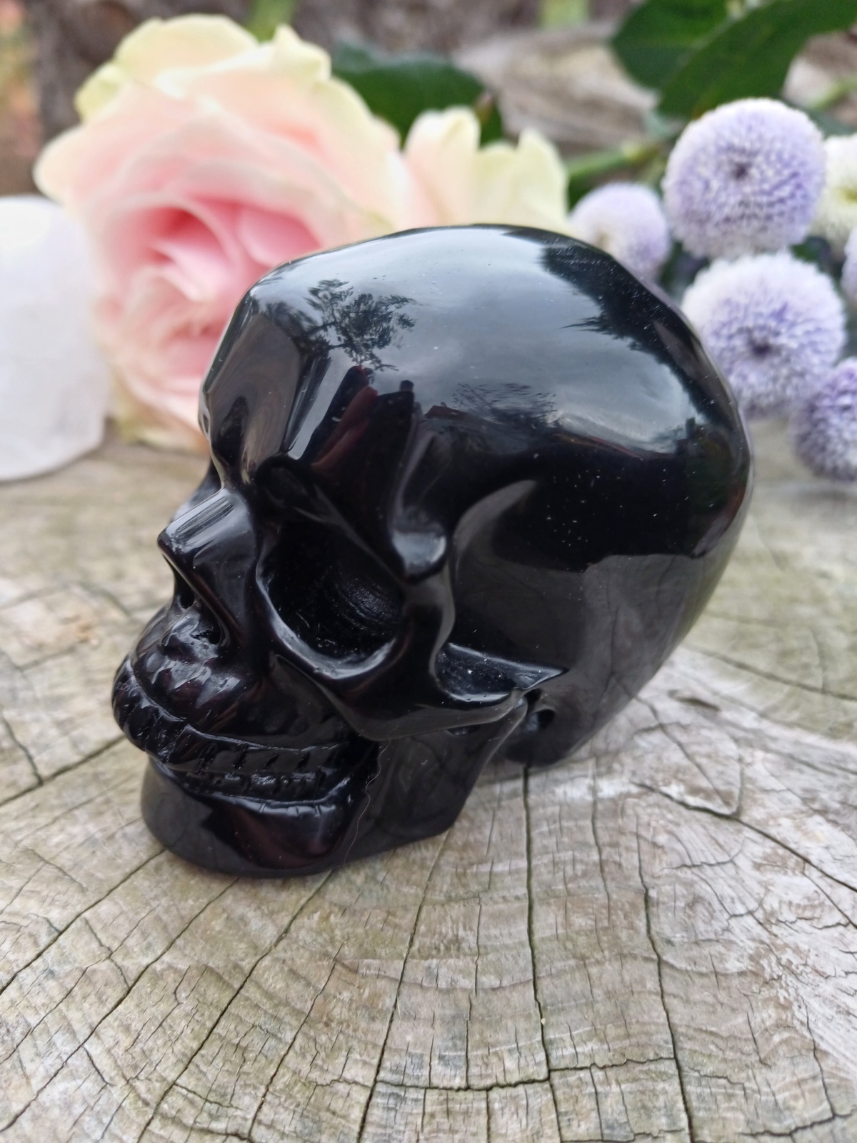 Lebka černý obsidián 275g