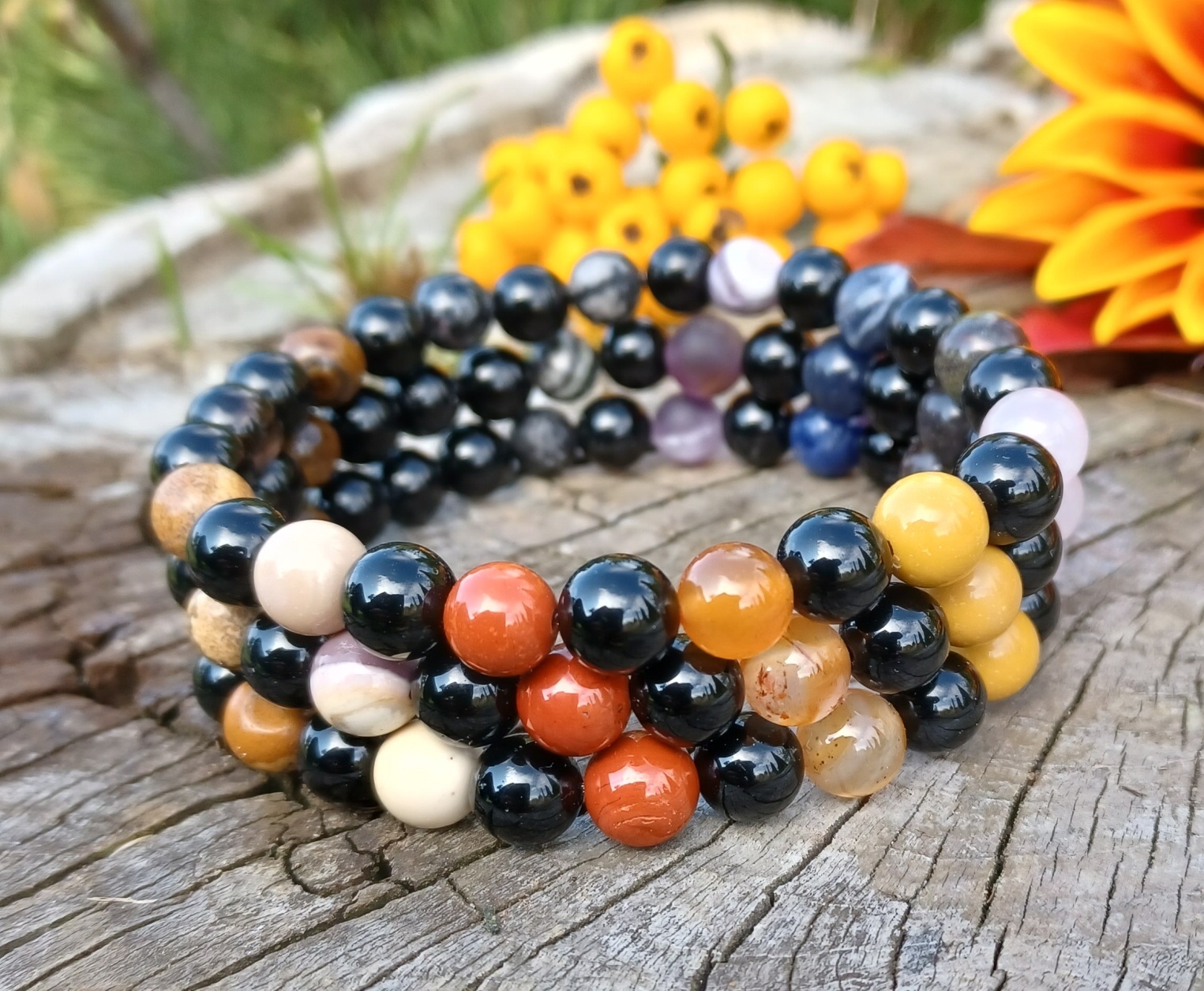 Čakrový náramek onyx 20 cm