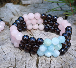 Záhněda, růženín, akvamarín náramek