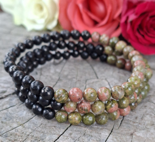 Unakit s gagátem náramek pro muže