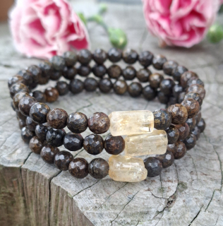 Bronzit náramek s citrínem