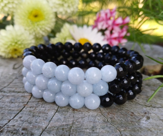 Obsidián zlatý, akvamarín náramek pro muže