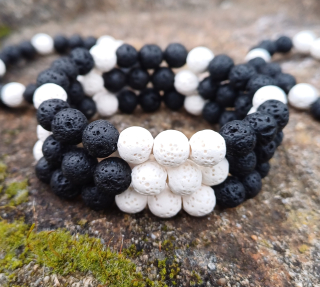 Láva bílo černý náramek