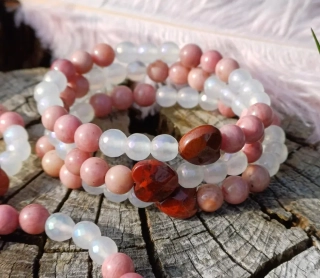Růžový křemen, měsíční kámen aura náramek pro děti