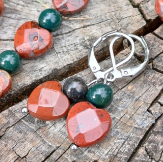 Heliotrop náušnice s jaspisem