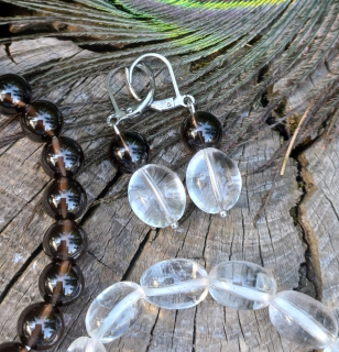 Záhněda, křišťál náušnice