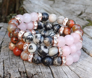 Mramor, růženín, jaspis náramek pro děti