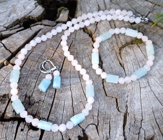 Růženín, akvamarín souprava