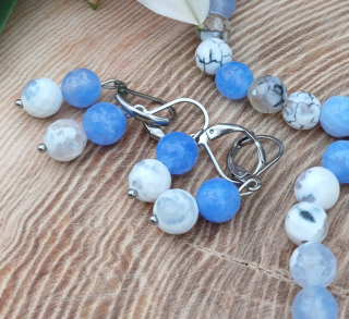 Achát modrý náušnice