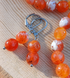 Achát oranžový náušnice