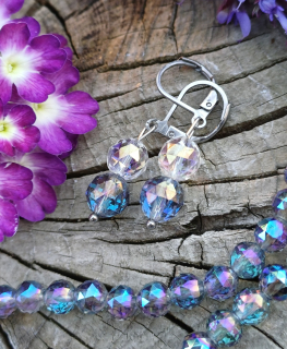 Aqua aura bílá modrá náušnice