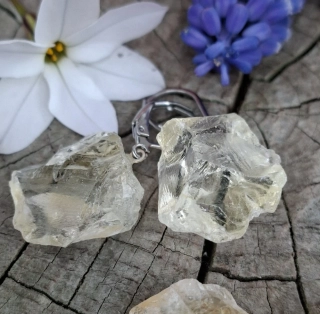 Citrín náušnice ze surových kamenů