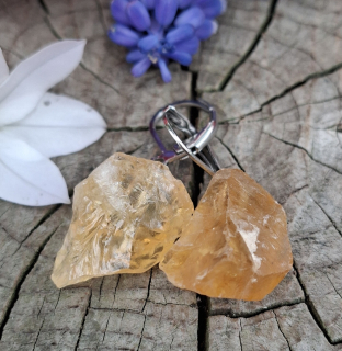 Citrín náušnice ze surových kamenů