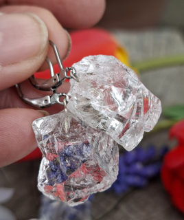 Křišťál náušnice ze surových kamenů