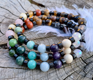 Čakrový náramek s gagátem pro muže