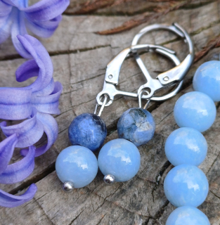 Angelit, dumortierit náušnice