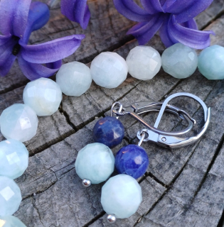 Akvamarín, sodalit náušnice