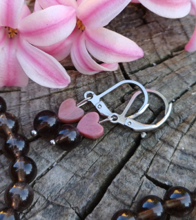 Růžový křemen, záhněda náušnice