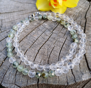 Prehnit, křišťál náhrdelník