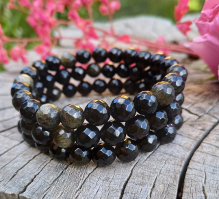 Obsidián zlatý náramek