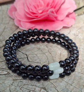 Obsidián černý, akvamarín náramek pro muže