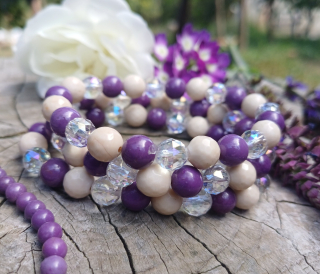 Fosfosiderit, korál, aqua aura náramek