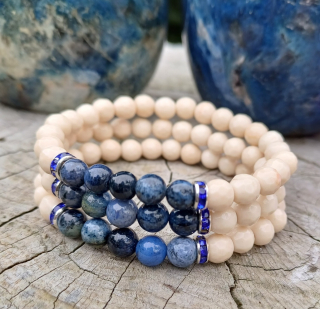 Dumortierit, korál náramek pro děti