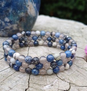 Dumortierit, mramor, achát náramek pro muže