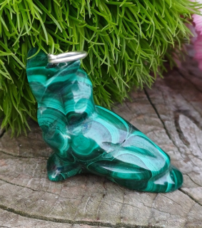 Malachit přívěsek sova