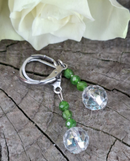 Diopsid, aqua aura náušnice