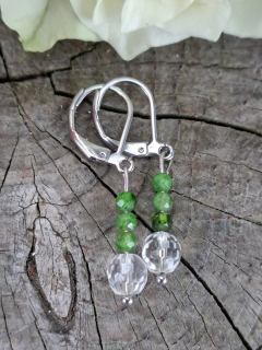 Diopsid, aqua aura náušnice