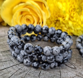 Obsidián sněhová vločka náramek