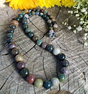 Achát mechový postupný náhrdelník 