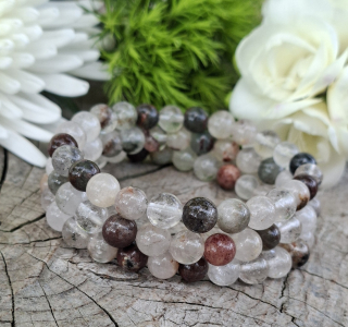 Lodolit fantomový křišťál pánský náramek