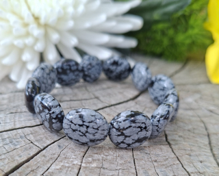 Obsidián sněhová vločka náramek