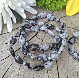 Obsidián sněhová vločka náramek