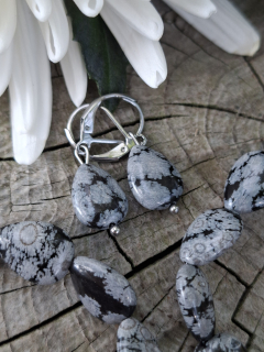 Obsidián sněhová vločka náušnice