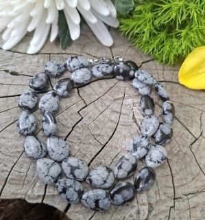 Obsidián sněhová vločka náhrdelník 