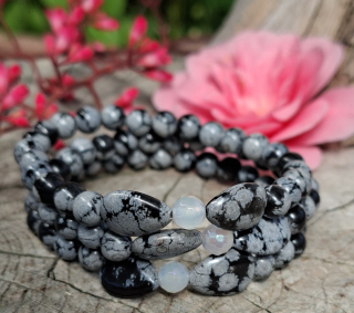 Obsidián sněhová vločka náramek