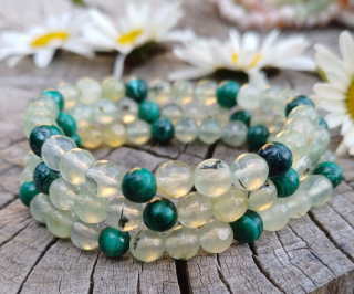 Prehnit s malachitem náramek pro děti