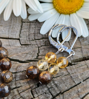 Bronzit, citrín náušnice